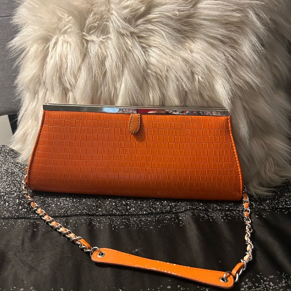 Orange CrocSkin Clutch